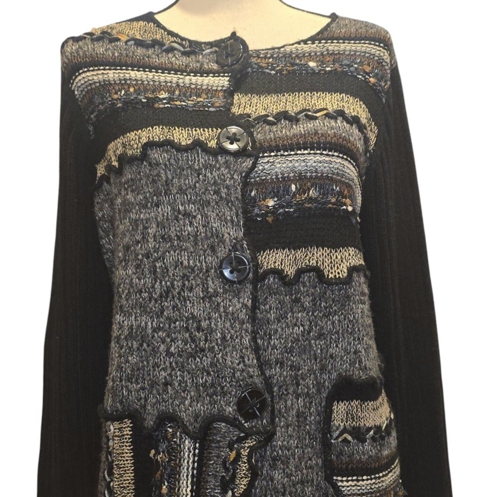 Coldwater Creek Large Patchwork Knitted Cardigan